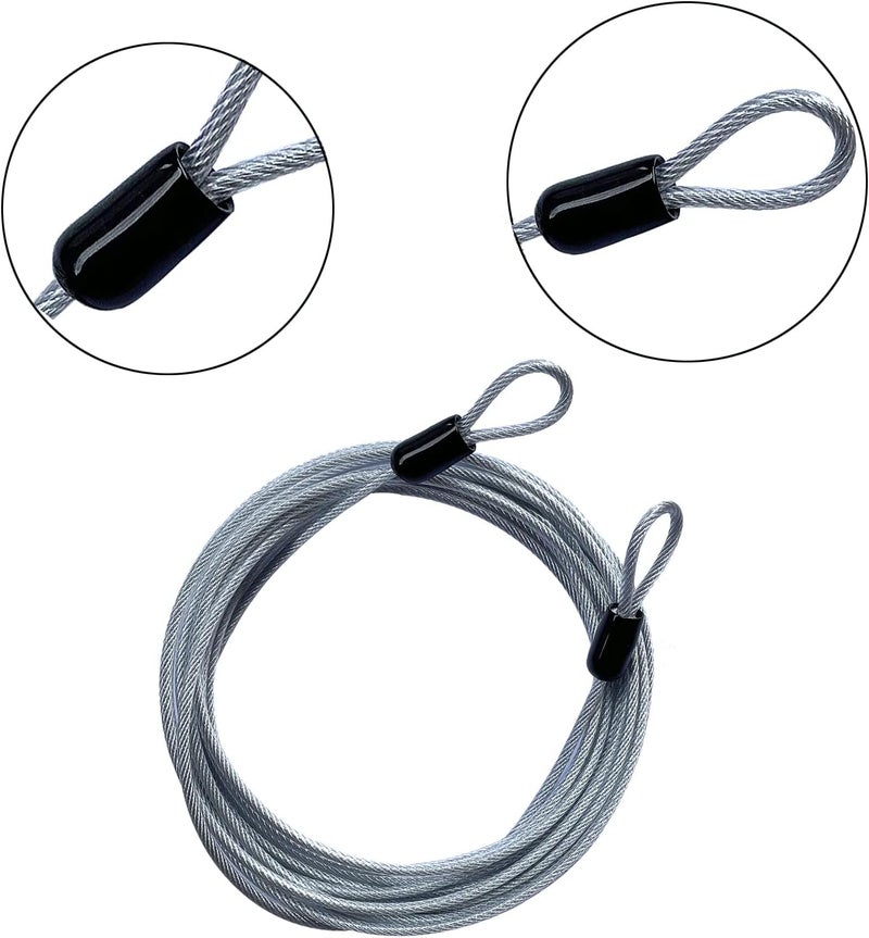 GOMRQING 15FT 3mm Outdoor Travel Long Security Cable Lock,Braided Steel Coated Safety Cable Luggage Lock,Safety Cable Wire Rope Double Loop Lightweight (1 Pack) - Image 2